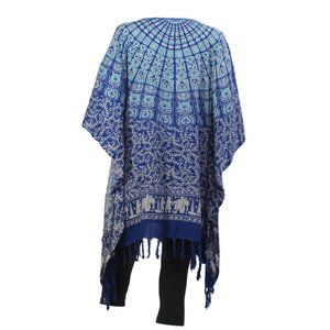 Women's Long Batwing Blouse Summer Beach Top Blue